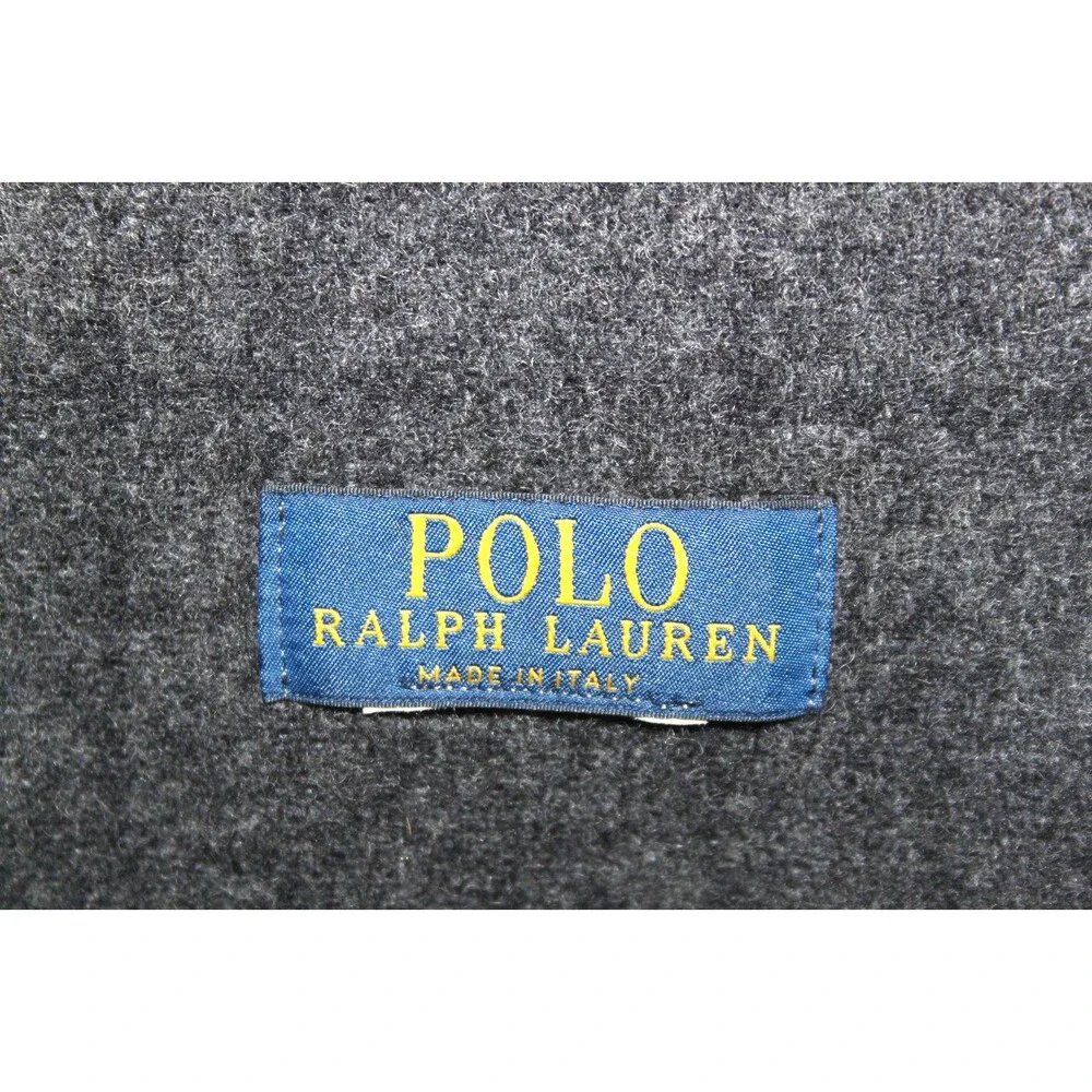 Polo Ralph Lauren Made Italy Men Women Scarf Black Gray Plaid Reversible Vintage